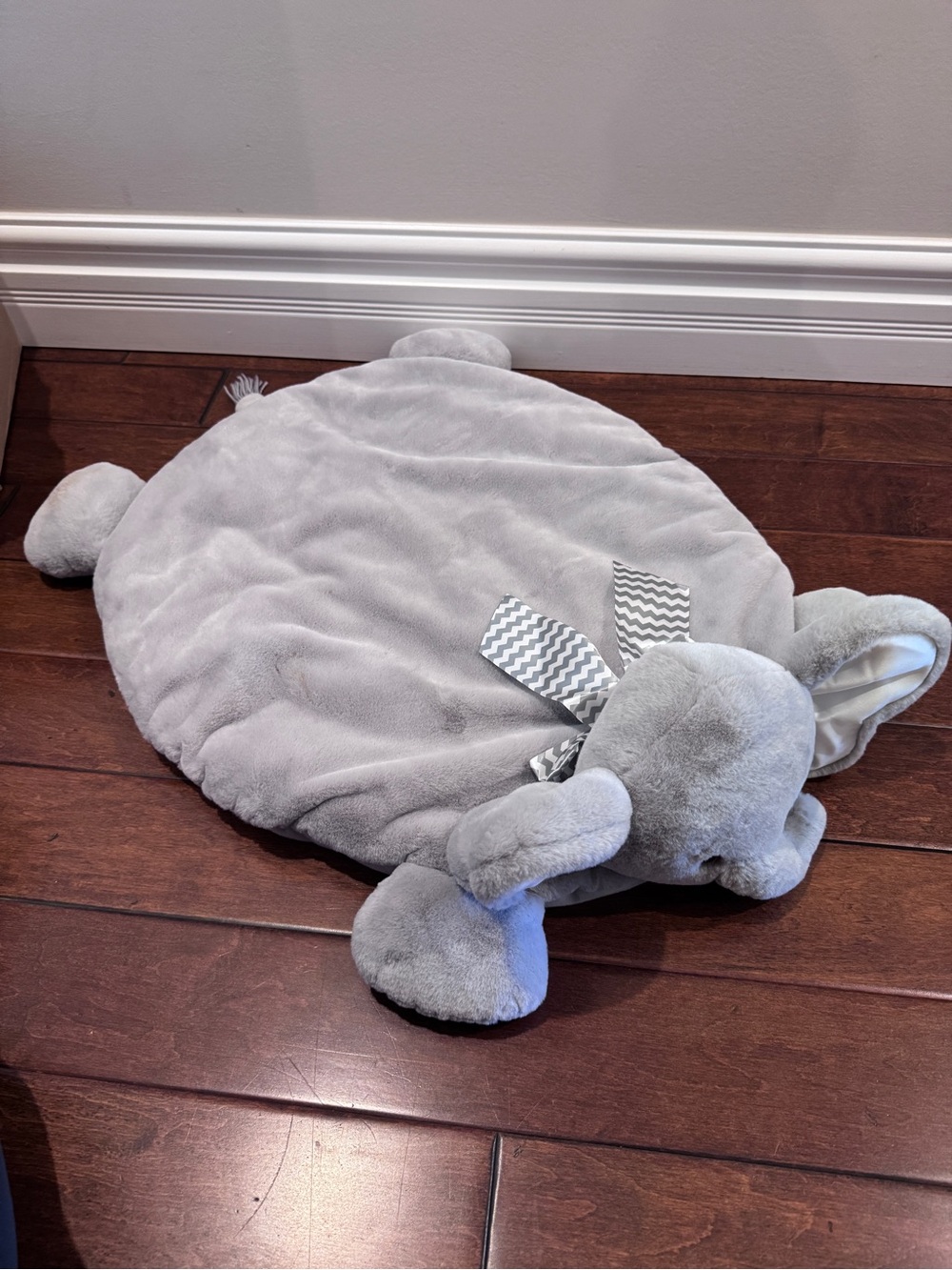 Plush Gray Elephant Kids Floor Cushion - Soft Nursery Mat